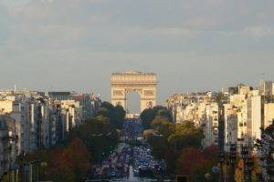 clouds, Trees, Paris, France, Arc de Triomphe