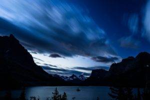 landscape, Night, Mountains, Nature, Sky, Water, Clouds