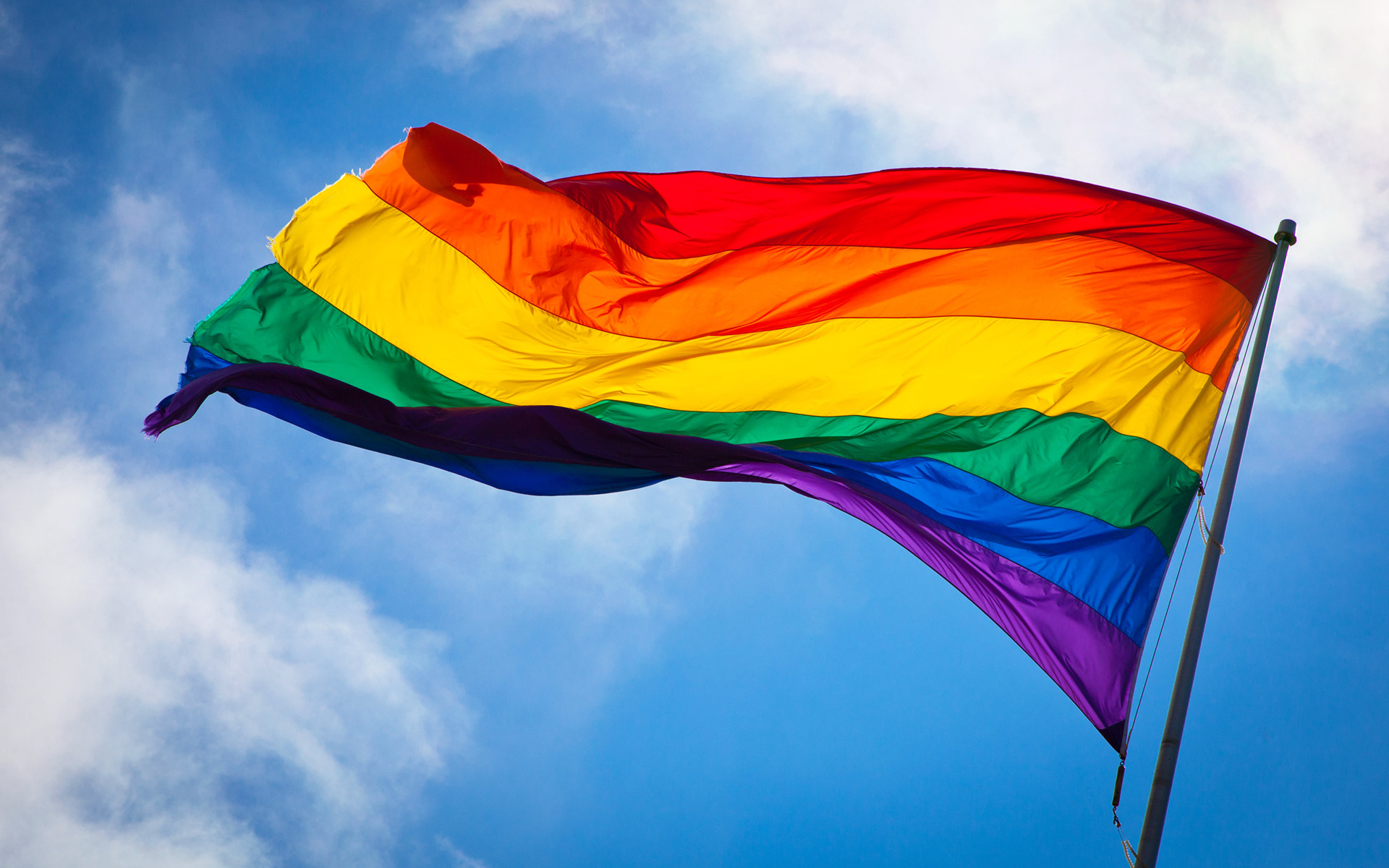 gay, Pride, Flag, Rainbows, Colorful, Sky, Clouds, San Francisco, Windy