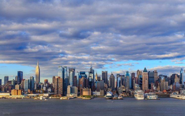 cityscape, Building, Sea, Clouds, New York City HD Wallpaper Desktop Background