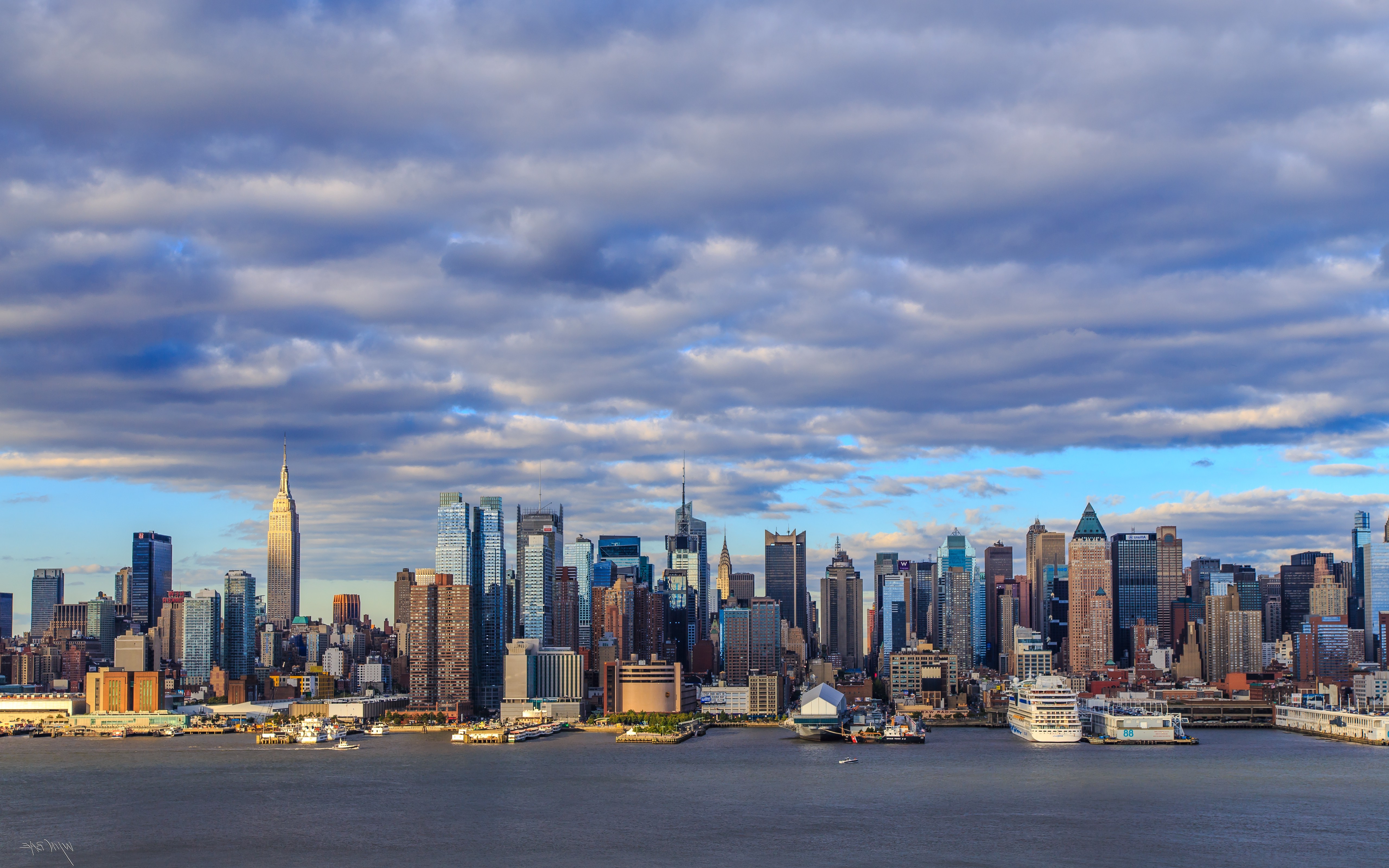 cityscape, Building, Sea, Clouds, New York City Wallpaper