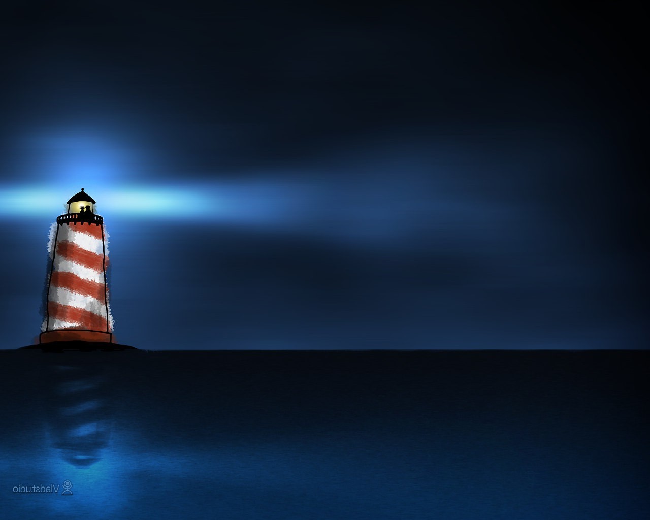 Vladstudio, Lighthouse, Sea, Reflection, Artwork Wallpaper