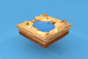 floating island, Oasis, Skeleton, Water, Stones