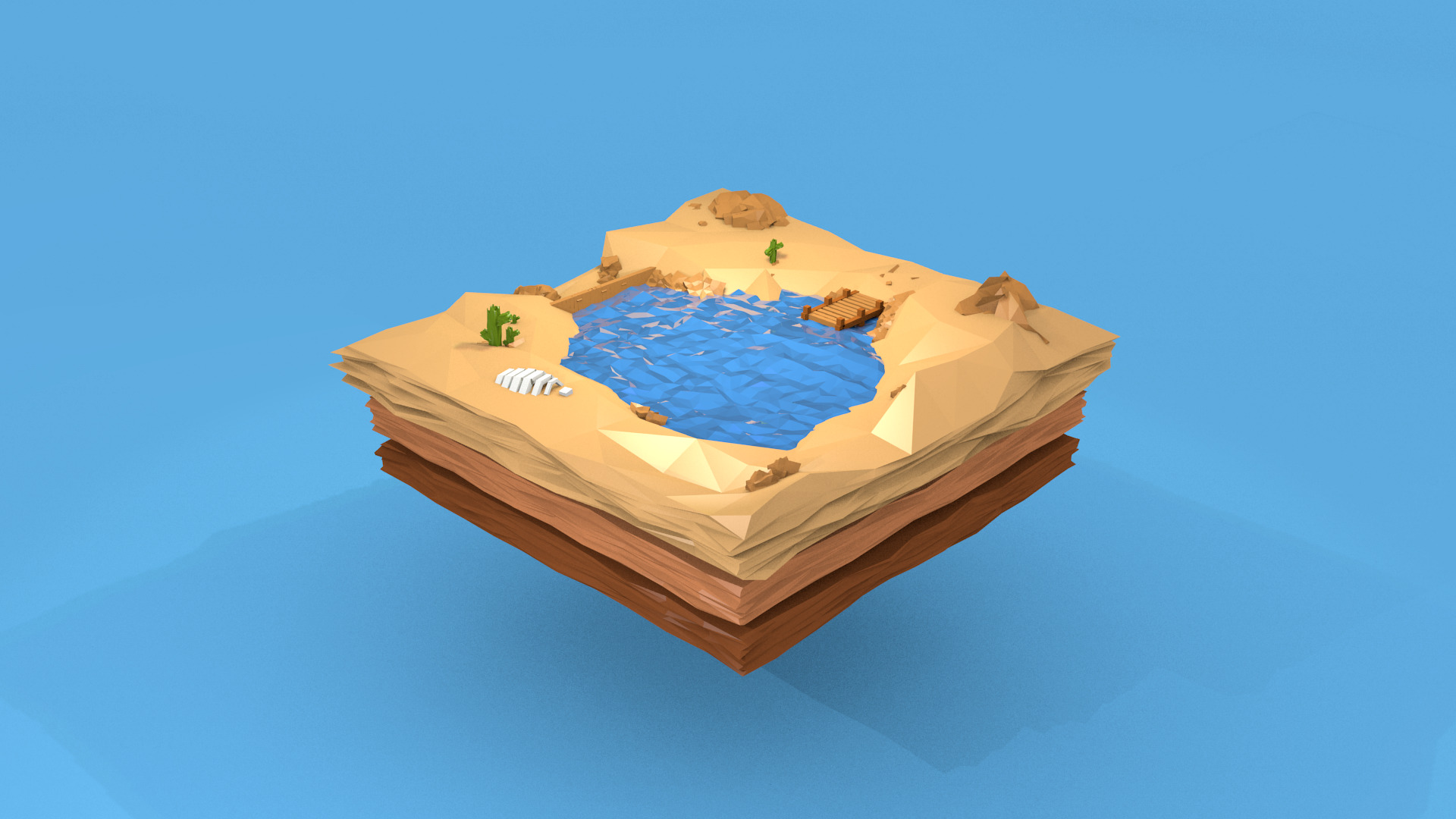 floating island, Oasis, Skeleton, Water, Stones Wallpaper