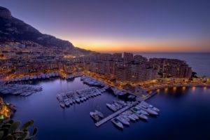 city, Cityscape, Monaco, Boat, Sunset, Ports