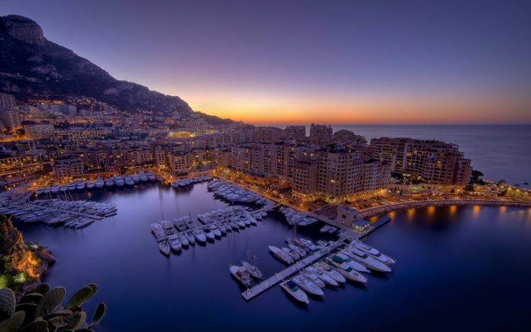 city, Cityscape, Monaco, Boat, Sunset, Ports HD Wallpaper Desktop Background