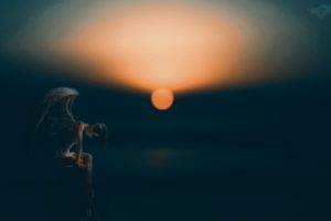 angel, Sunset, Dark Angel, Sadness
