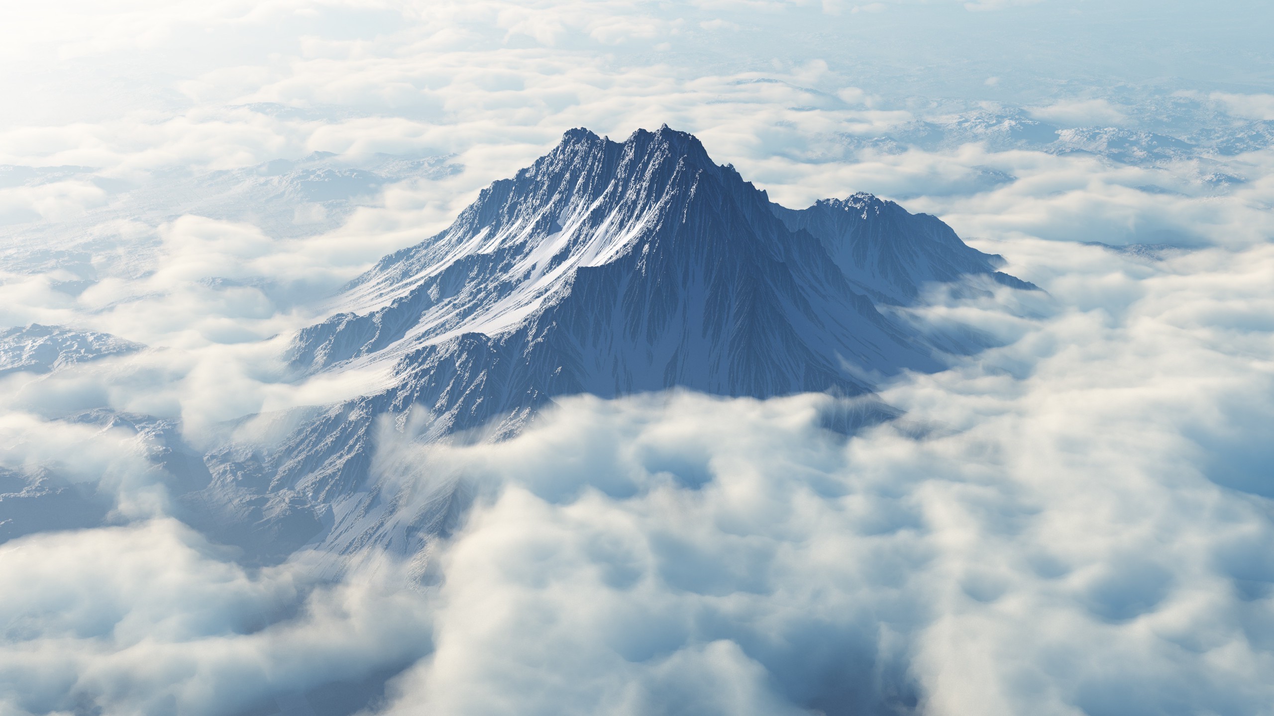 mountain, Clouds, Snowy peak Wallpaper
