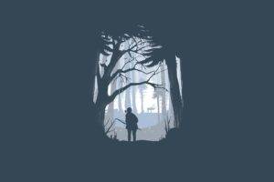 blue, Minimalism, Forest, Hunting, Winter, The Last of Us