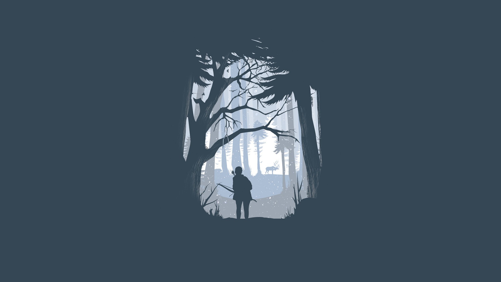 blue, Minimalism, Forest, Hunting, Winter, The Last of Us Wallpaper