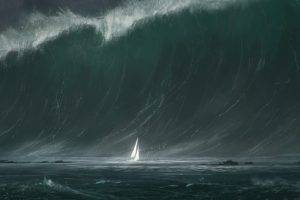 water, Waves, Tsunami, Sailboats