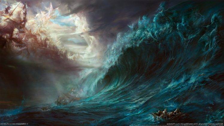 fantasy art, Sea, Artwork, Gods HD Wallpaper Desktop Background