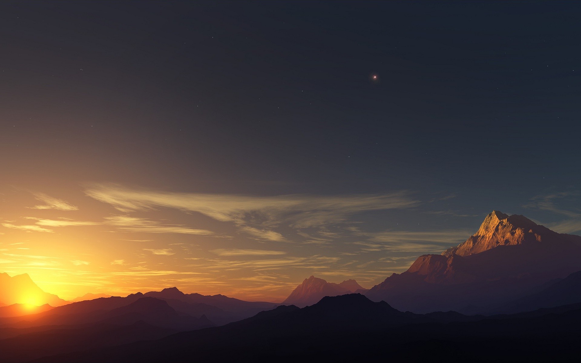 sunset, Sky, Mountain Wallpaper