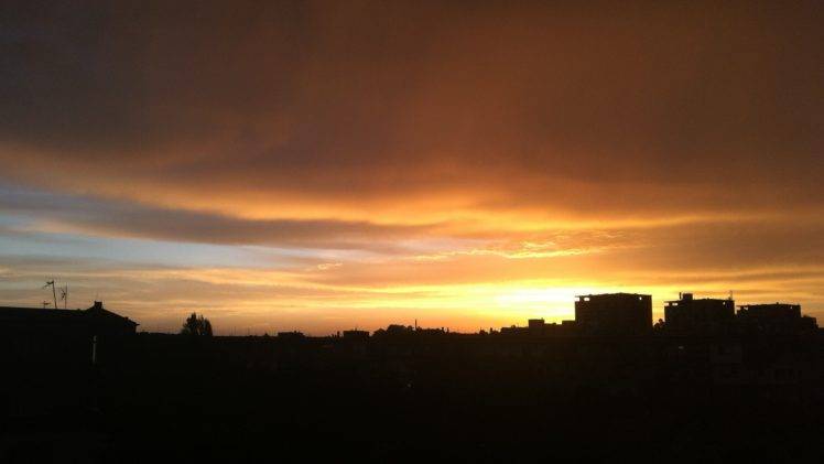 Bulgaria, Plovdiv, Sunset, Clouds, City, Orange HD Wallpaper Desktop Background