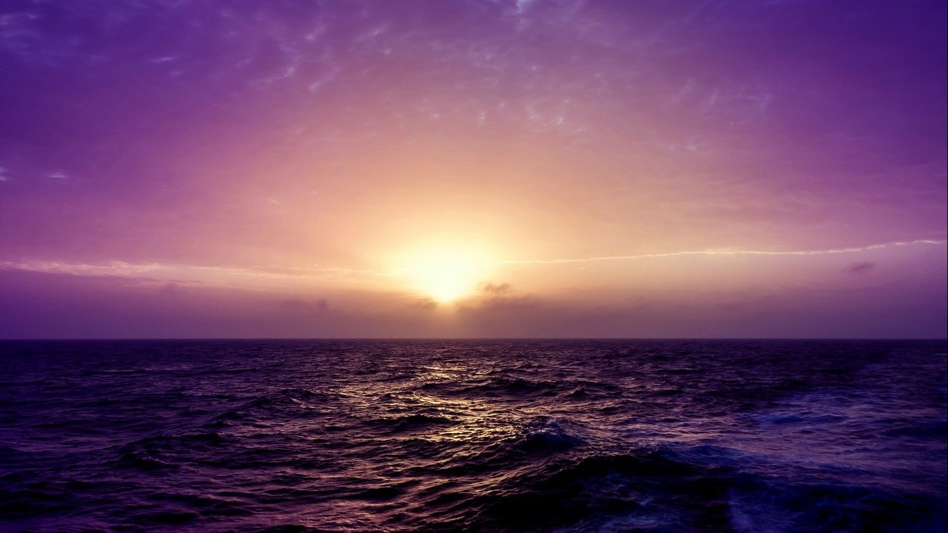color correction, Sunset, Sea, Waves Wallpaper