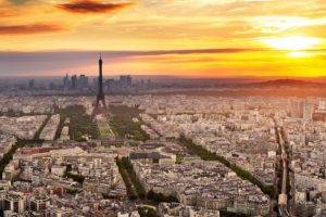 city, Cityscape, France, Paris, Eiffel Tower, Sunset
