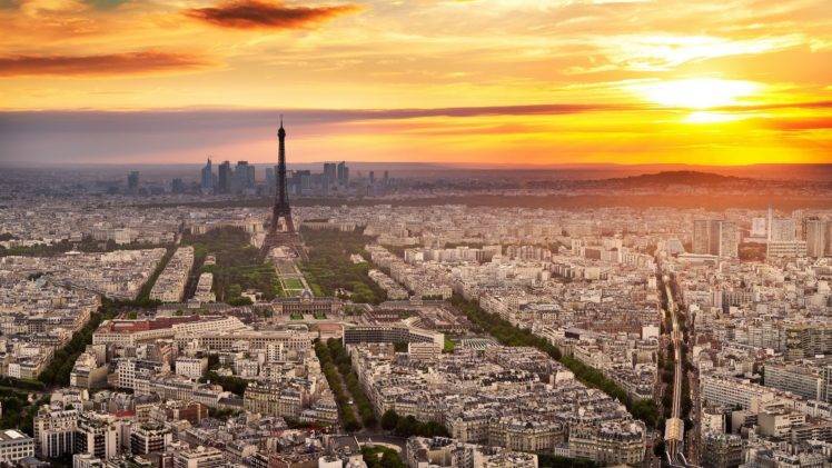city, Cityscape, France, Paris, Eiffel Tower, Sunset HD Wallpaper Desktop Background