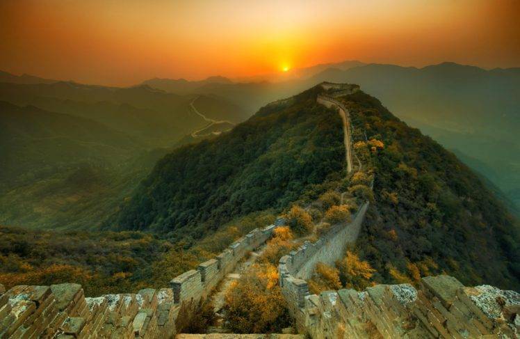 Great Wall of China, Sunset HD Wallpaper Desktop Background