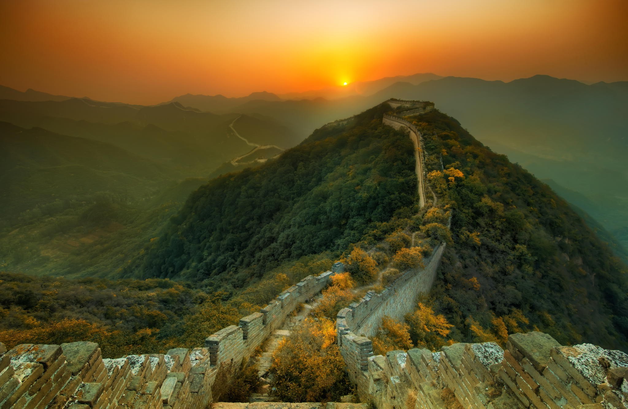 Great Wall of China, Sunset Wallpaper