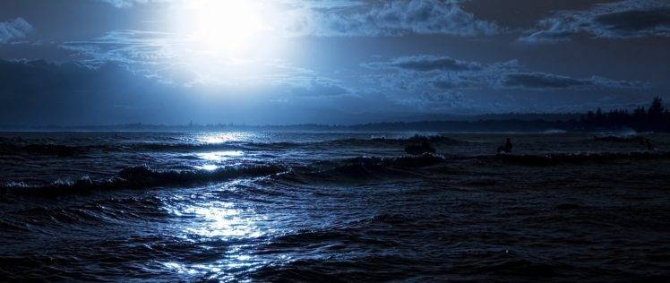 moonlight, Sea HD Wallpaper Desktop Background
