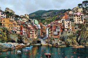 Cinque Terre, Italy, Sea, Hill, Building, House, HDR, Colorful, Europe, Coast, Boat, Cliff, Rock