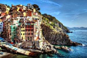Cinque Terre, Italy, Sea, City, Dock, Boat, Building, Colorful, Hill, Cityscape, Cliff
