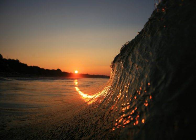 sunrise, Waves, Beam HD Wallpaper Desktop Background