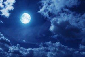 blue, Moon, Clouds