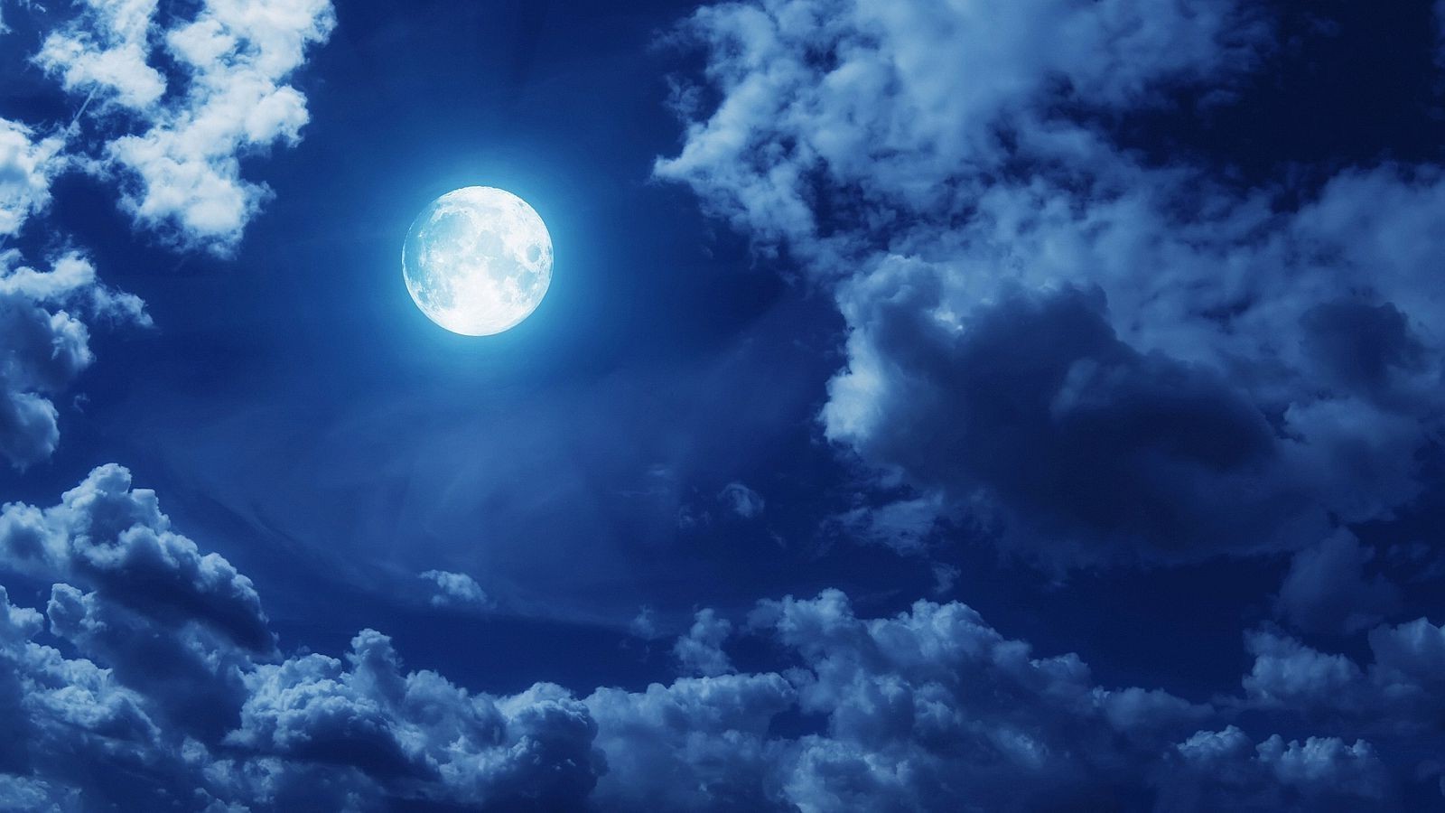 blue, Moon, Clouds Wallpaper