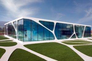 Leonardo Glass Cube, Architecture, Germany, Building, Modern, Reflection, Glass, Grass, Path, Europe