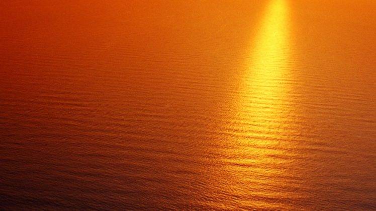 sea, Sunset, Red, Yellow, Orange, Waves HD Wallpaper Desktop Background