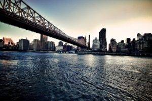 city, Cityscape, Sea, Water, Building, New York City, USA, Queensboro Bridge