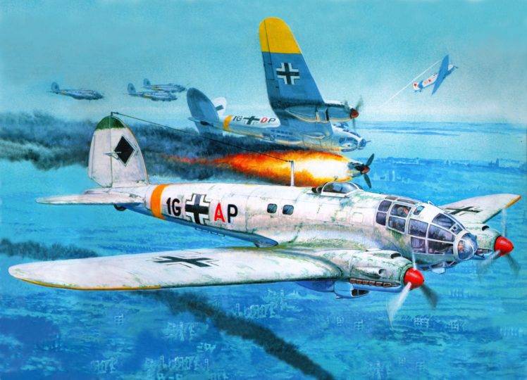 aircraft, Heinkel He 111, World War II, Artwork HD Wallpaper Desktop Background