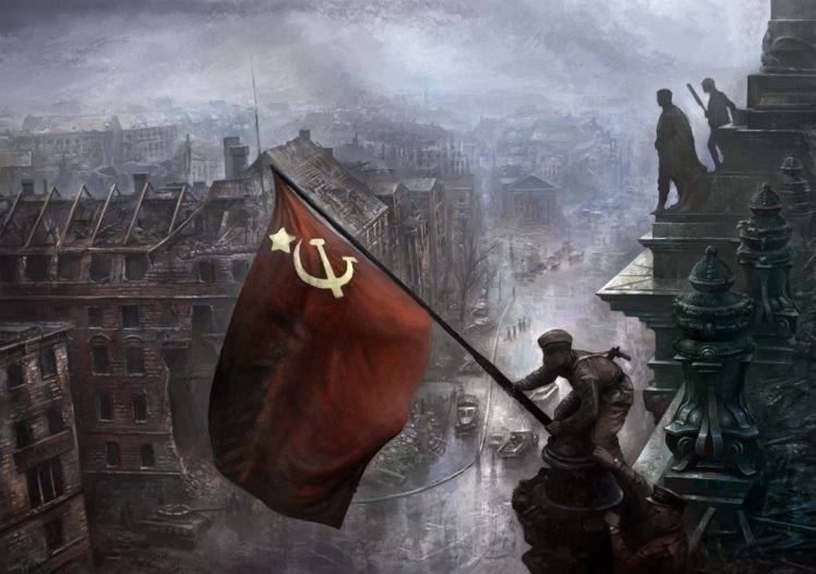 history, Flag, Painting, USSR, Artwork HD Wallpaper Desktop Background