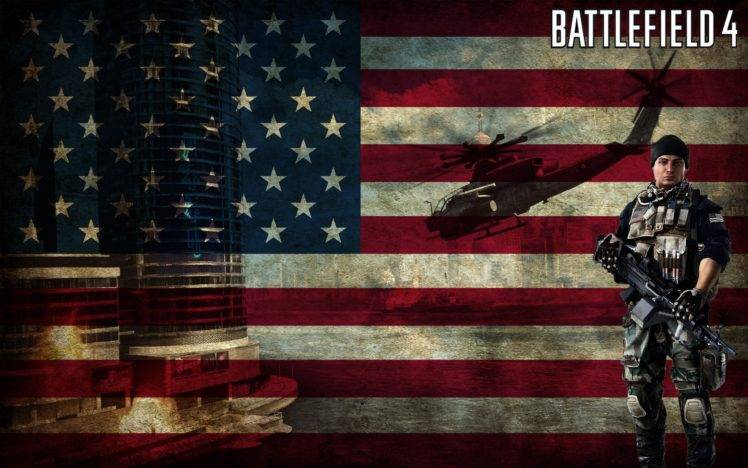 helicopters, American flag, USA, Battlefield 4 HD Wallpaper Desktop Background