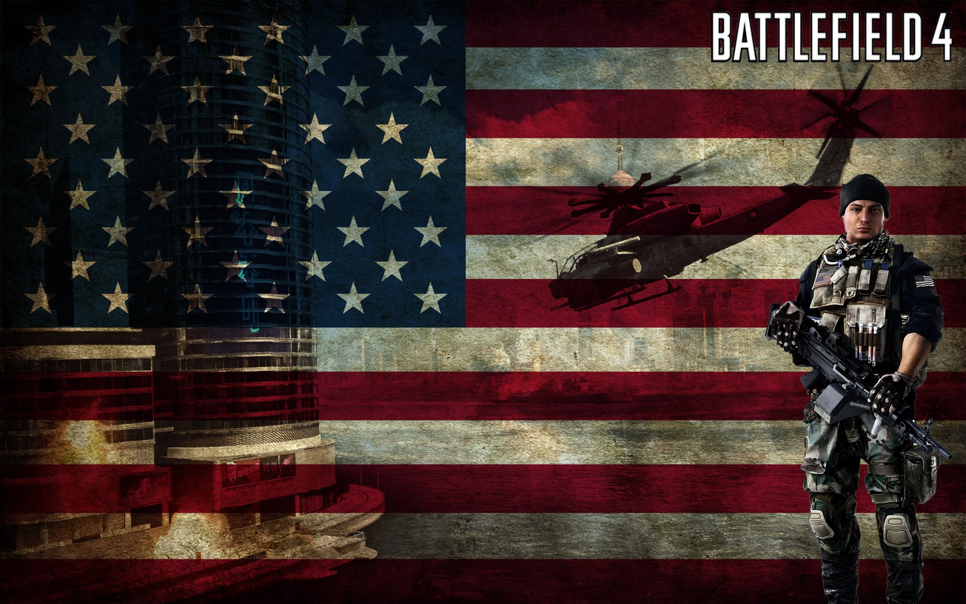 helicopters, American flag, USA, Battlefield 4 Wallpaper