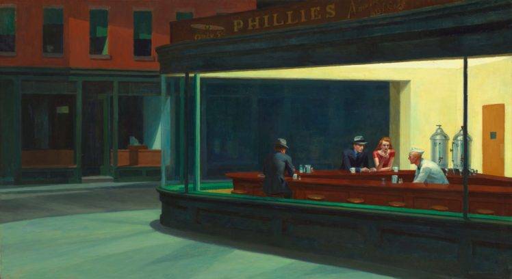 Edward Hopper, Artwork, Painting, Nighthawks, Classic art, Diner HD Wallpaper Desktop Background