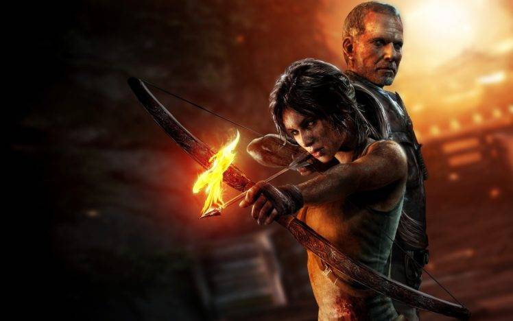 Lara Croft, Tomb Raider, Video games, Bow, Arrows, Fire HD Wallpaper Desktop Background