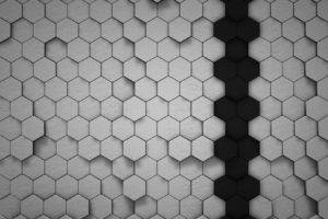 artwork, Shadow, Lines, Black, White, Simple, Hexagon, Honeycombs