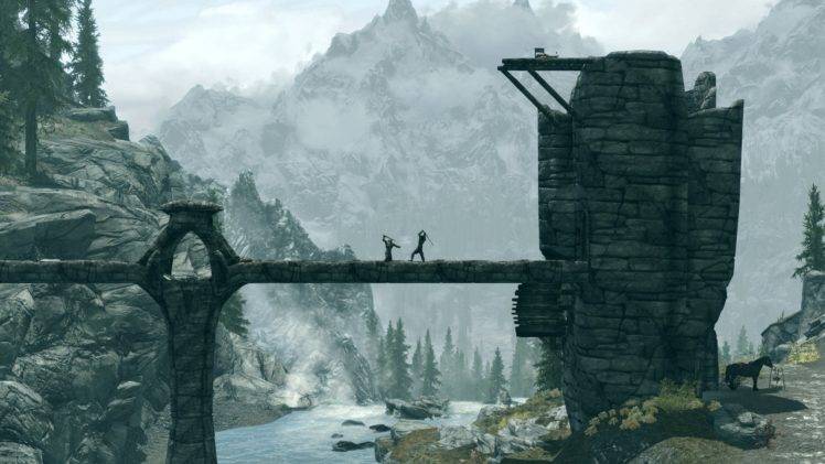 video games, The Elder Scrolls V: Skyrim, Bridge HD Wallpaper Desktop Background
