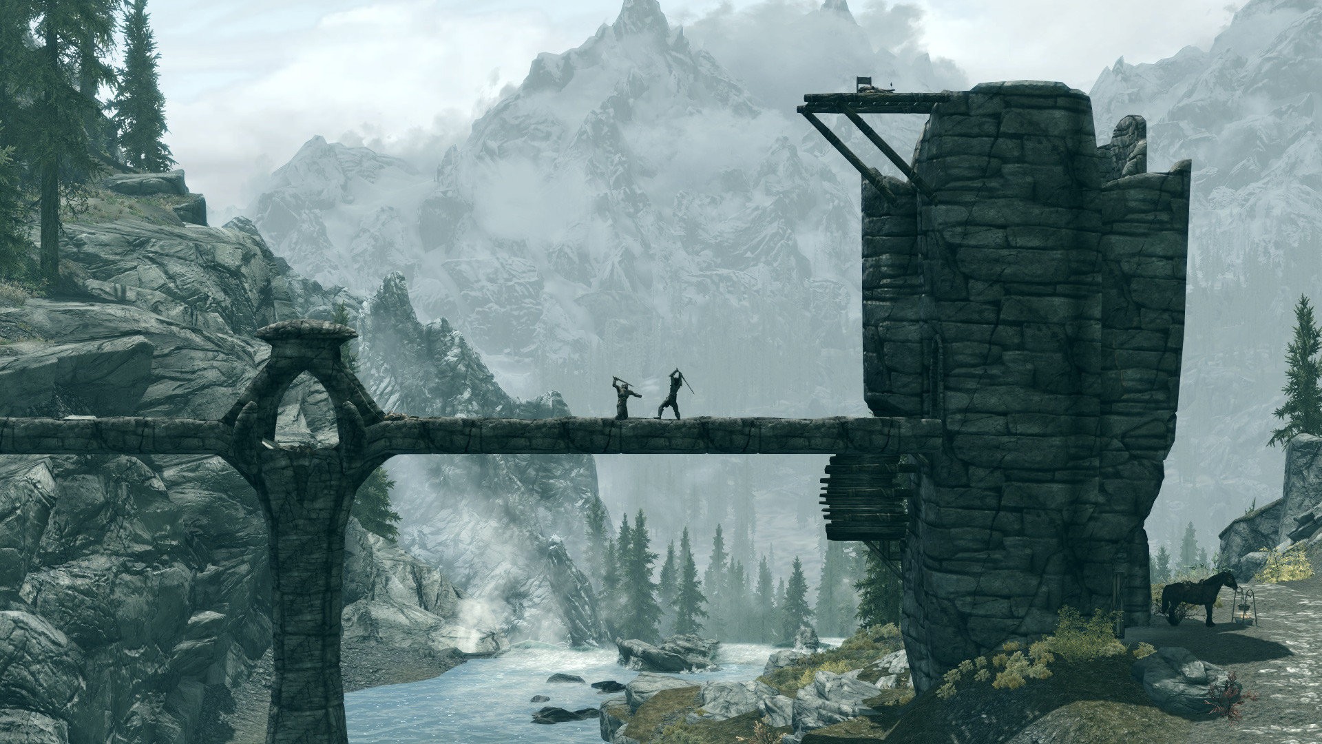 video games, The Elder Scrolls V: Skyrim, Bridge Wallpaper