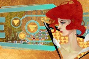redhead, Transistor, Video games, Supergiant Games, Artwork, Red