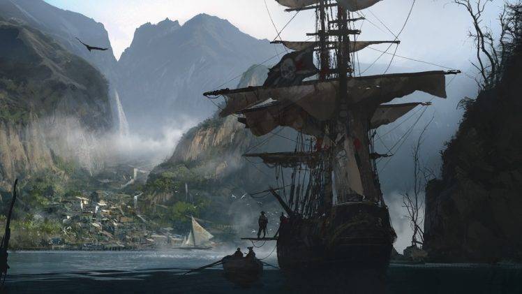 Assassins Creed, Pirates, Ship, Mountain HD Wallpaper Desktop Background