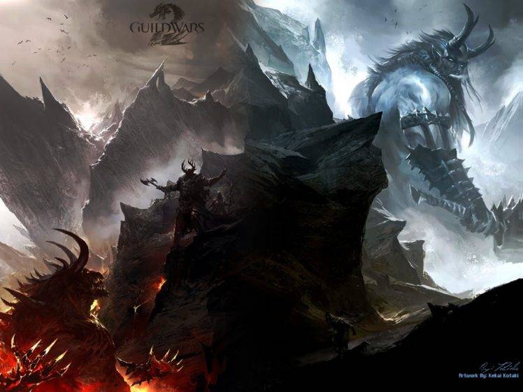Guild Wars 2, Fire, Ice, Kekai Kotoki HD Wallpaper Desktop Background