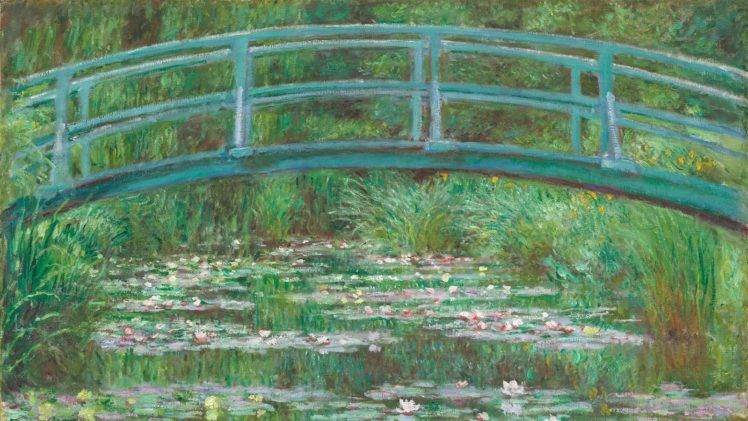 artwork, Claude Monet, Bridge, Painting, Water lilies, Classic art HD Wallpaper Desktop Background