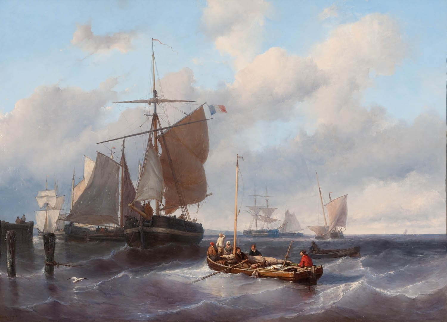 painting, Ship, French, Artwork, Sailing ship, Classic art Wallpaper