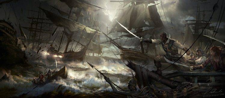 artwork, Darek Zabrocki, Sailing ship, Pirates HD Wallpaper Desktop Background