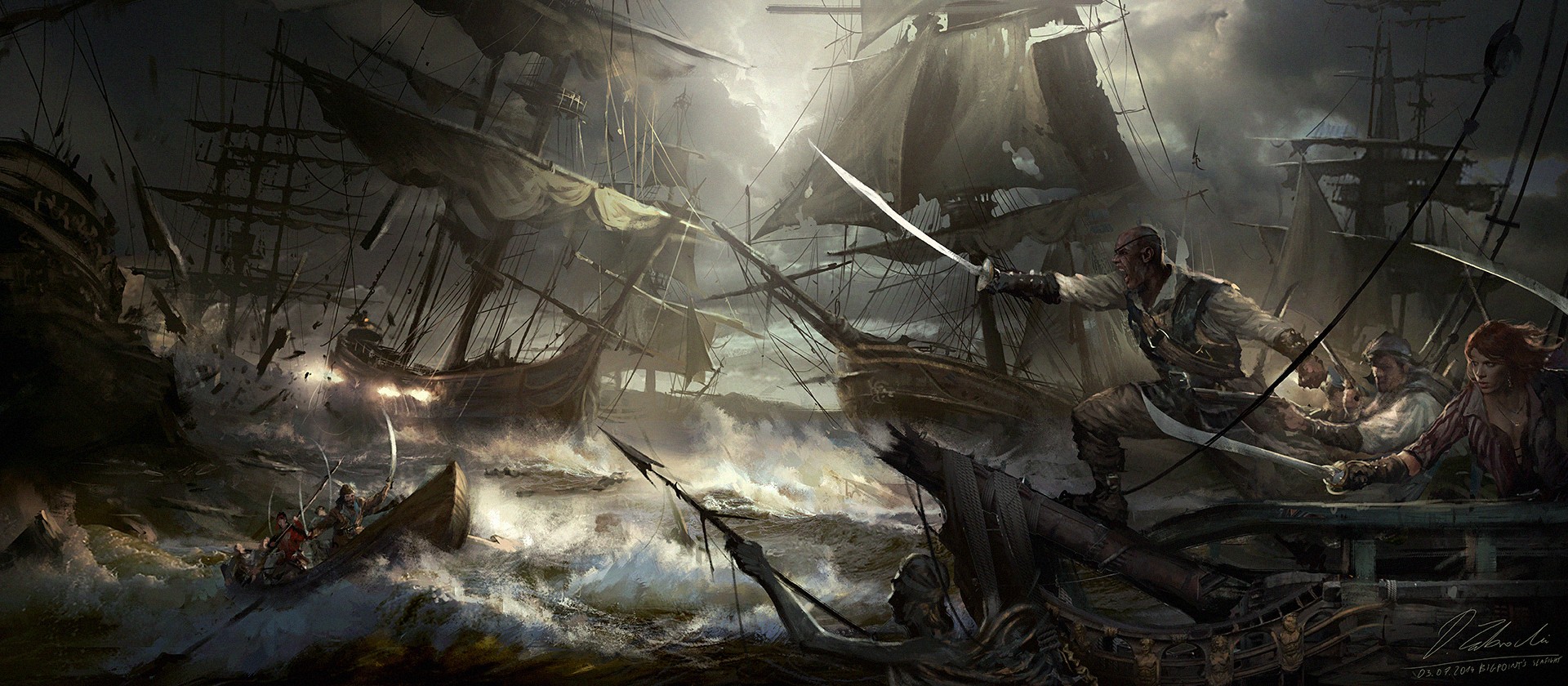 artwork, Darek Zabrocki, Sailing ship, Pirates Wallpaper