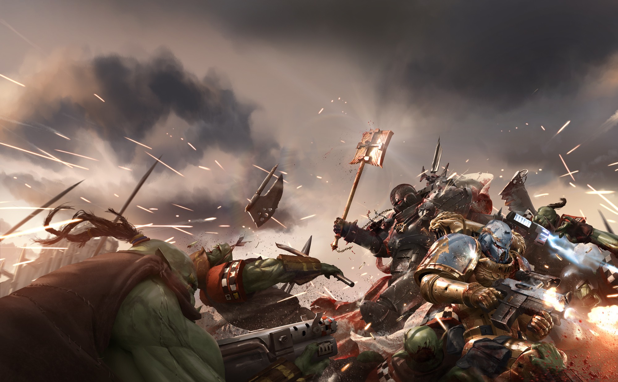 warrior, Orcs, War, Axes, Weapon, Warhammer 40, 000 Wallpaper