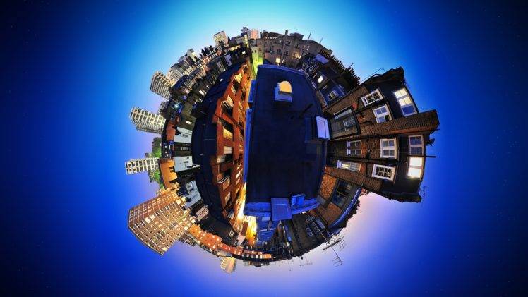 artwork, Fisheye lens, Photography, Panoramic sphere HD Wallpaper Desktop Background